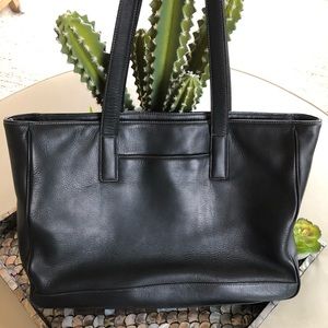 Coach black leather tote bag